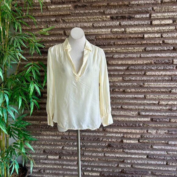 J. Crew Eco Cupro Blend Chamois Collared Popover Long Sleeve Top Size Medium - Picture 2 of 7